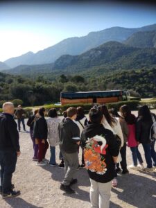 Andromache Vlahou with one from her recent groups at the site of Thermopylae